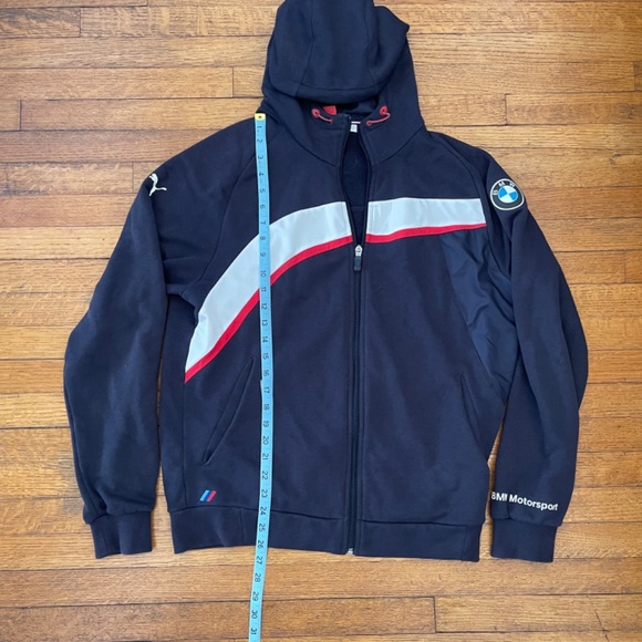 PUMA X  BMW TEAM MOTORSPORT ORIGINAL HOODED BLUE SWEAT JACKET Sz M - Picture 3 of 9